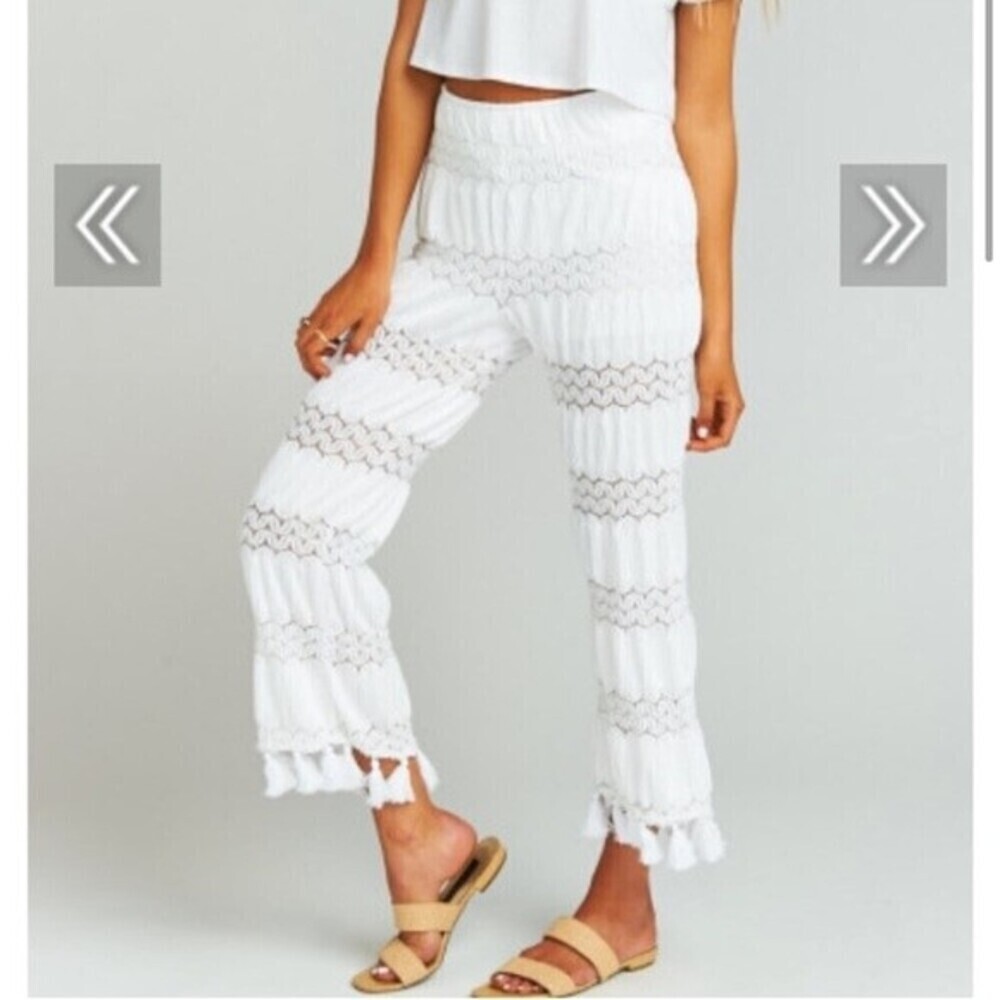 NWT Show Me Your MuMu Tassel Baby Bells Pants in Mademoiselle Lace White - Picture 5 of 9